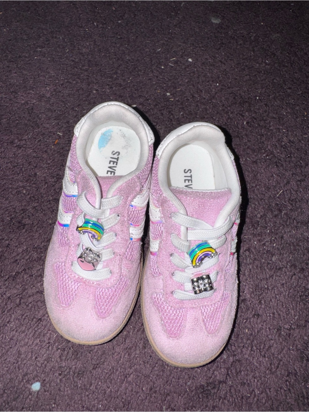 Steve Madden Kids Pink Sneakers with Rainbow Charms